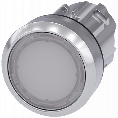 Pushbutton, illuminated, 22 mm, round, metal, high gloss, white, button. 3SU10510AA600AA0