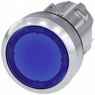 Pushbutton, illuminated, 22 mm, round, metal, high gloss, blue, button. 3SU10510AB500AA0