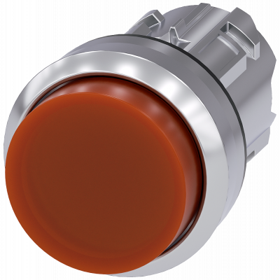 Pushbutton, illuminated, 22 mm, round, metal, high gloss, amber, button. 3SU10510BB000AA0