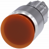 Mushroom pushbutton, illuminated, 22 mm, round, metal, high gloss, amber, 30 mm. 3SU10511AA000AA0