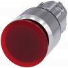 Mushroom pushbutton, illuminated, 22 mm, round, metal, high gloss, red, 30 mm. 3SU10511AA200AA0