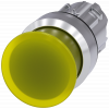 Mushroom pushbutton, illuminated, 22 mm, round, metal, high gloss, yellow, 30 mm. 3SU10511AD300AA0