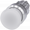 Mushroom pushbutton, illuminated, 22 mm, round, metal, high gloss, white, 30 mm. 3SU10511AD600AA0