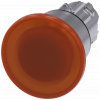 Mushroom pushbutton, illuminated, 22 mm, round, metal, high gloss, amber. 3SU10511BA000AA0