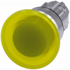 Mushroom pushbutton, illuminated, 22 mm, round, metal, high gloss, yellow, 40 mm. 3SU10511BD300AA0