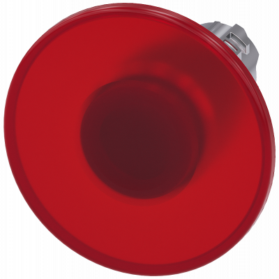 Mushroom pushbutton, illuminated, 22 mm, round, metal, high gloss, red, 60 mm. 3SU10511CA200AA0