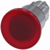 Mushroom pushbutton, illuminated, 22 mm, round, metal, high gloss, red, 40 mm. 3SU10511EA200AA0