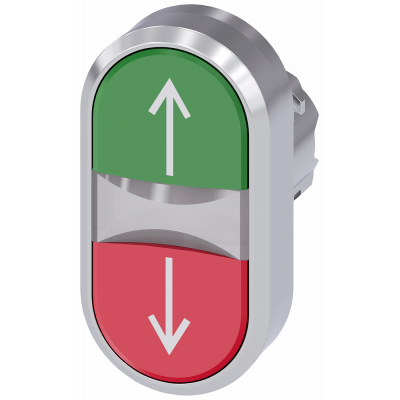 Twin pushbutton, illum., 22 mm, round, metal, high gloss, red: top, green: bottom. 3SU10513AB420AN0