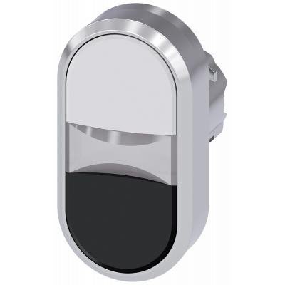 Twin pushbutton, illuminated, 22 mm, round, metal, high gloss, white, black. 3SU10513AB610AA0