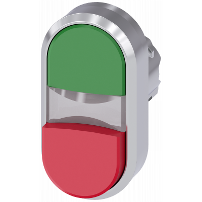 Twin pushbutton, illuminated, 22 mm, round, metal, high gloss, green, red. 3SU10513BB420AA0