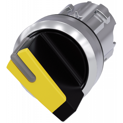 Toggle switch illuminable, 22 mm, round, metal, high gloss, yellow, knob short. 3SU10522BF300AA0