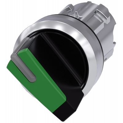 Toggle switch, illuminable, 22 mm, round, metal, high gloss, green. 3SU10522BF400AA0