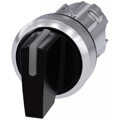 Toggle switch illuminable, 22 mm, round, metal, high gloss, black, knob short. 3SU10522BL100AA0