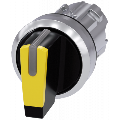 Toggle switch, illuminable, 22 mm, round, metal, high gloss, yellow. 3SU10522BL300AA0