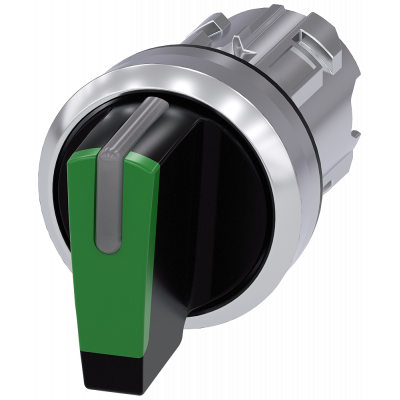 Toggle switch, illuminable, 22 mm, round, metal, high gloss, green. 3SU10522BL400AA0