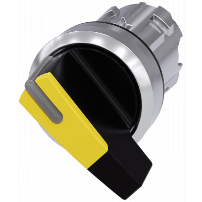 Toggle switch, illuminable, 22 mm, round, metal, high gloss, yellow. 3SU10522CC300AA0