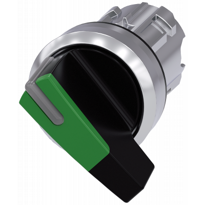 Toggle switch, illuminable, 22 mm, round, metal, high gloss, green. 3SU10522CC400AA0