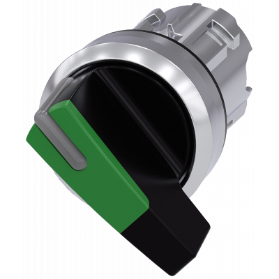 Toggle switch, illuminable, 22 mm, round, metal, high gloss, green. 3SU10522CF400AA0