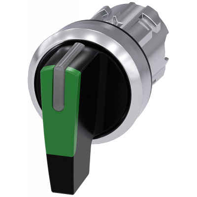 Toggle switch, illuminable, 22 mm, round, metal, high gloss, green. 3SU10522CM400AA0