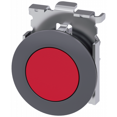 Pushbutton, 30 mm, round, metal, matt, red. 3SU10600JA200AA0