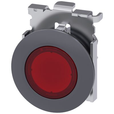 Pushbutton, illuminated, 30 mm, round, metal, matt, red. 3SU10610JA200AA0