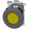 Pushbutton, illuminated, 30 mm, round, metal, matt, yellow. 3SU10610JA300AA0