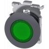 Pushbutton, illuminated, 30 mm, round, metal, matt, green. 3SU10610JB400AA0