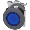 Pushbutton, illuminated, 30 mm, round, metal, matt, blue. 3SU10610JB500AA0