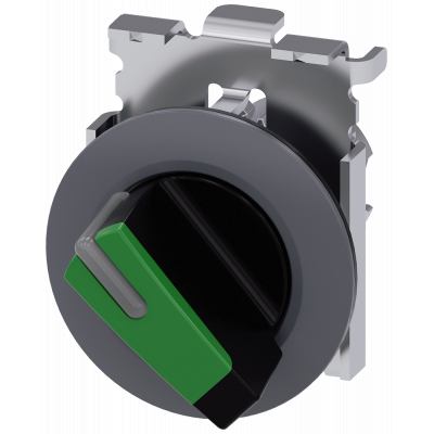 Toggle switch, illuminable, 30 mm, round, metal, matt, green. 3SU10622DC400AA0