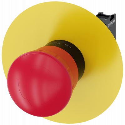 Emergency stop mushroom pushbutton, 22 mm, round, plastic, red, 1 NC. 3SU11001HB201CF0