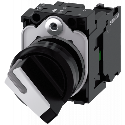 Toggle switch, illuminable, 22 mm, round, plastic, black, white, 1 NO. 3SU11002BF601BA0