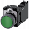 Pushbutton, 22 mm, round, plastic with metal front ring, green, button, 1 NO + 1 NC. 3SU11300AB403FA0