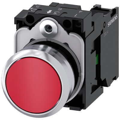 Pushbutton, 22 mm, round, metal, high gloss, red, button, 1 NO. 3SU11500AB201BA0