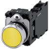 Pushbutton, 22 mm, round, metal, high gloss, yellow, button, 1 NO + 1 NC. 3SU11500AB303FA0