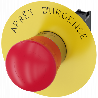 Emergency stop mushroom pushbutton, 22 mm, round, metal, high gloss, red, 1 NC. 3SU11501HB201CJ0