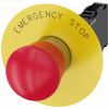 Emergency stop mushroom pushbutton, 22 mm, round, metal, high gloss, red, 1 NO + 1 NC. 3SU11501HB201FG0