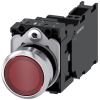 Pushbutton, illuminated, 22 mm, round, metal, high gloss, red, button, 1 NO + 1 NC. 3SU11520AB203FA0