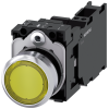 Pushbutton, illuminated, 22 mm, round, metal, high gloss, yellow, button, 1 NO + 1 NC. 3SU11520AB303FA0