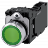 Pushbutton, illuminated, 22 mm, round, metal, high gloss, green, 1 NO + 1 NC. 3SU11560AB401FA0