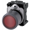 Pushbutton illuminated 22 m round metal front ring red transparent button. 3SU12310EB200AA0