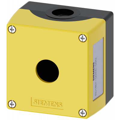 Enclosure for command devices, 22 mm, round, plastic, yellow, 1 command point. 3SU18010AA000AA2