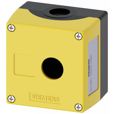 Enclosure for command devices, 22 mm, round, plastic, yellow, 1 command point. 3SU18010AA000AB2