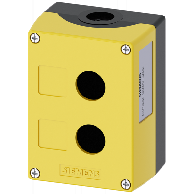 Enclosure for command devices, 22 mm, round, plastic, yellow, 2 command points. 3SU18020AA000AB2