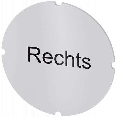 Inscription plate for illuminated pushbutton, round, milky, labeling: Rechts. 3SU19000AB710AH0