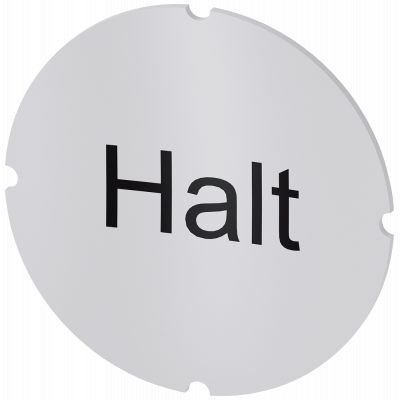 Inscription plate for illuminated pushbutton, round, milky, labeling: Halt. 3SU19000AB710AK0