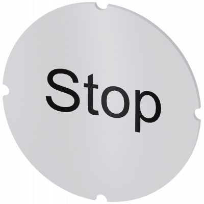 Inscription plate for illuminated pushbutton, round, milky, labeling: Stop. 3SU19000AB710DS0