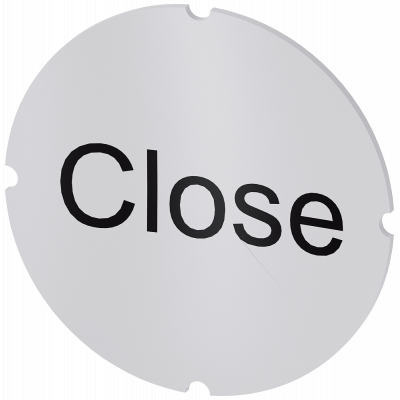 Inscription plate for illuminated pushbutton, round, milky, labeling: Close. 3SU19000AB710DX0
