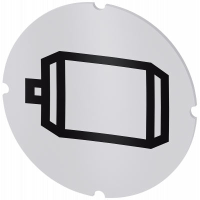 Inscription plate for illuminated pushbutton, round, milky, icon: Electric motor. 3SU19000AB710RA0
