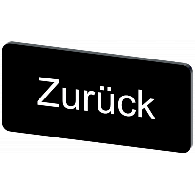 Labeling plate 12.5 x 27 mm, label black, labeling: Zurück. 3SU19000AC160AG0