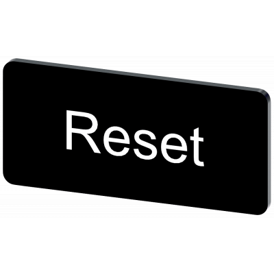 Labeling plate 12.5 x 27 mm, label black, labeling: Reset. 3SU19000AC160DU0